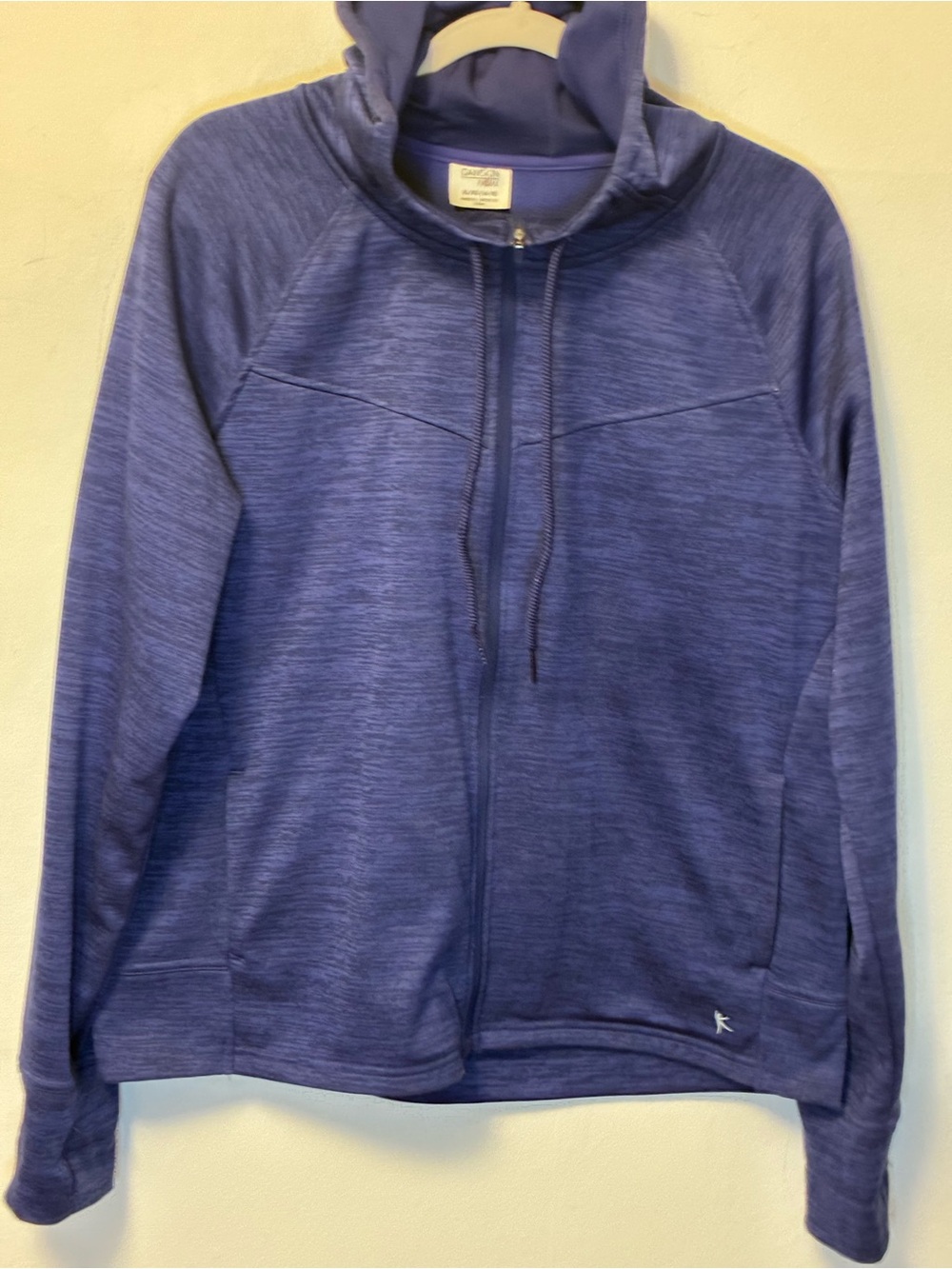 Danskin Full-Zip Hooded Track Jacket in Heathered Periwinkle Blue XL